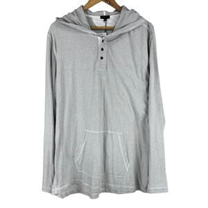 Rails Men's Weston Cream Navy Striped Hooded Long Sleeve DAMAGED Size XXL